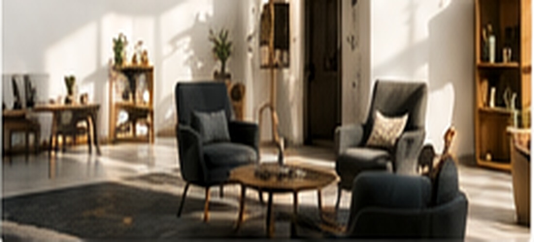 A calm guest lounge designed with natural light
